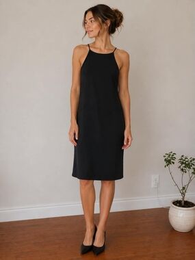 Laundry By Shelli Segal Black Midi Slip Dress